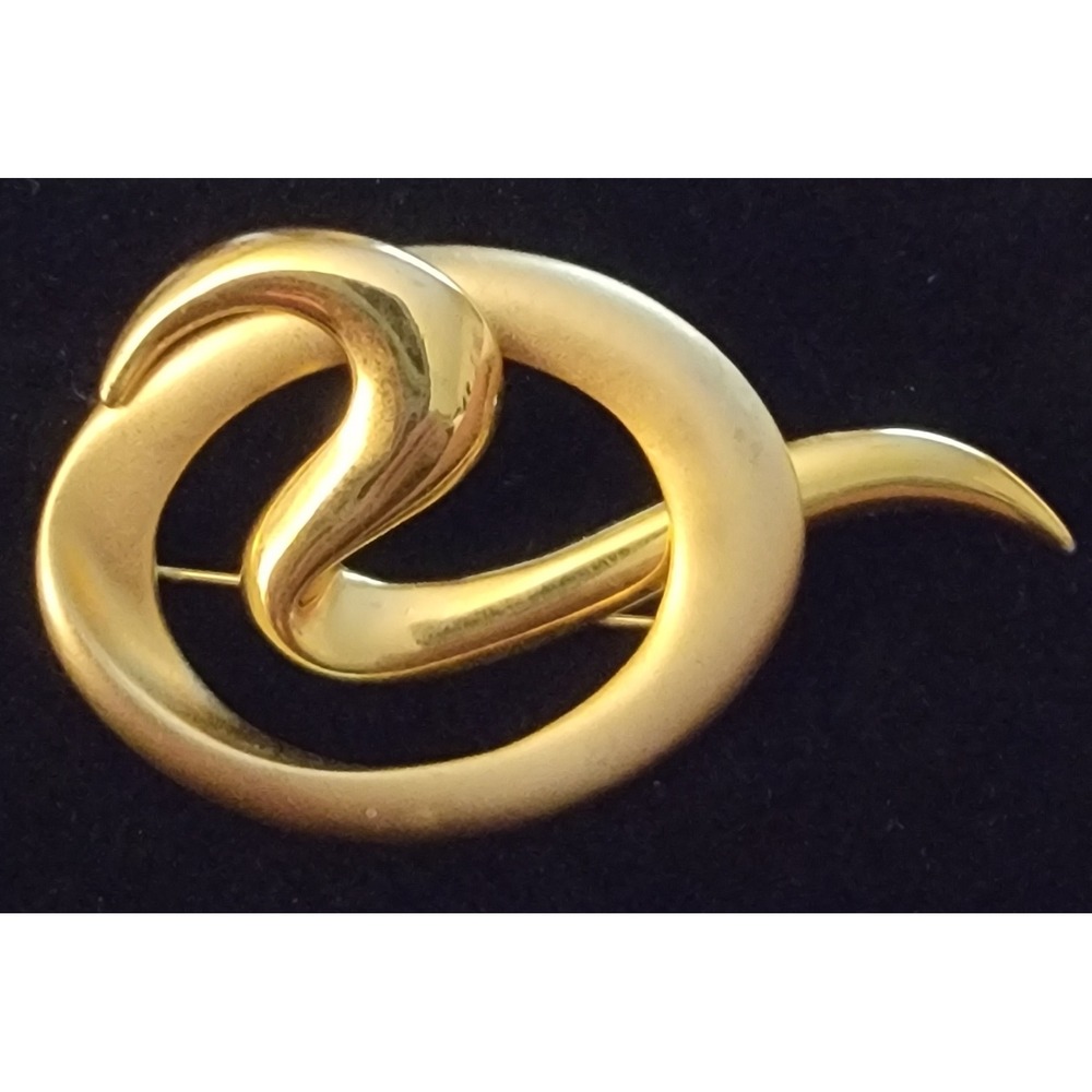Carolee‎ Vintage Gold Tone Abstract Swirl Brooch Pin Sculptural Design